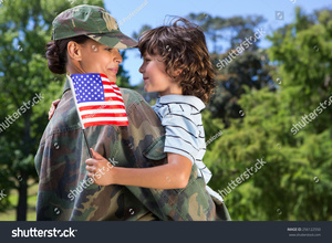 A military service member is reunited with her child in this photo. Her counselor must be prepared to handle the underlying issues related to her deployment to keep the family healthy as she reintegrates into the general population.